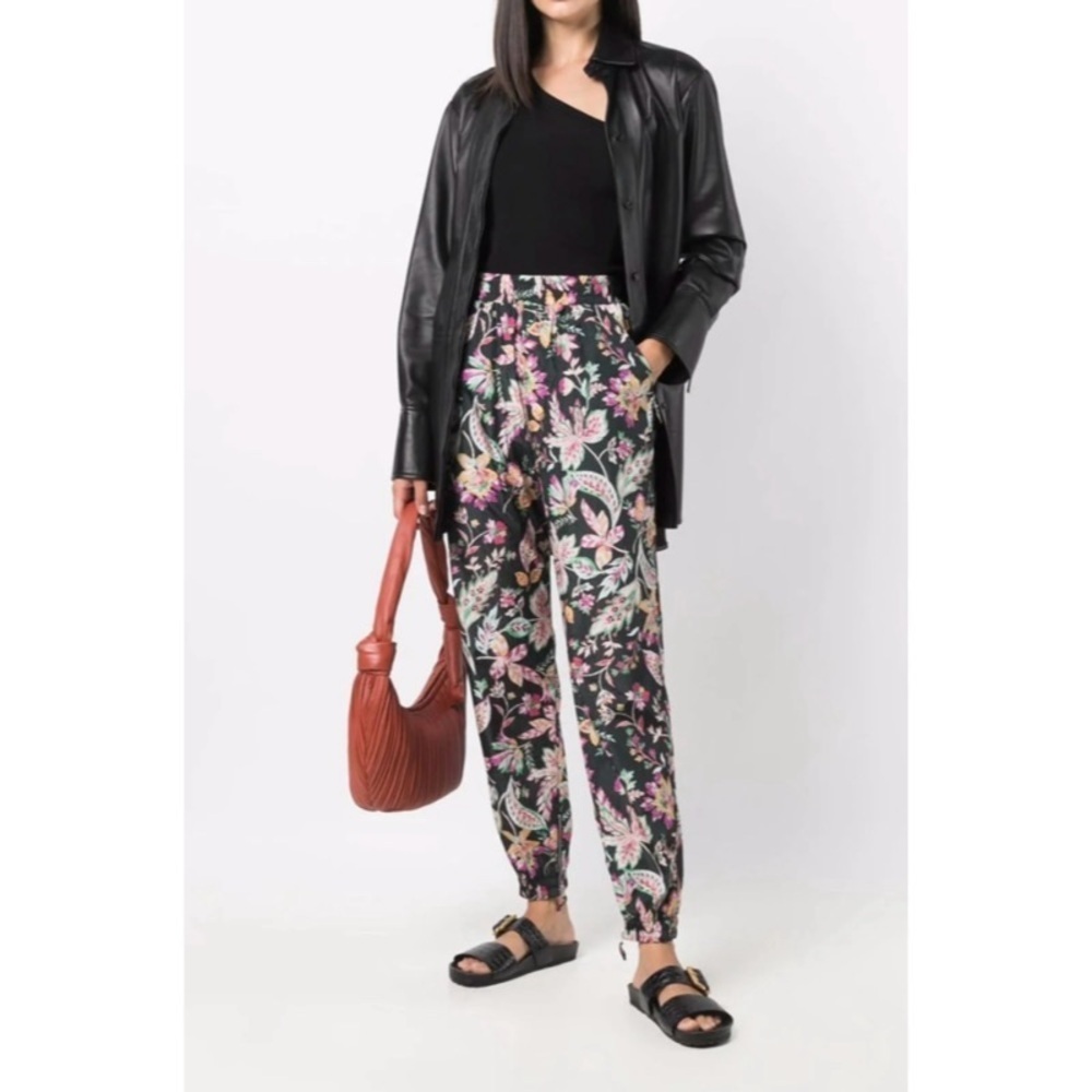 Isabel Marant Etoile Gray Floral Leopard Print Daloni Joggers S